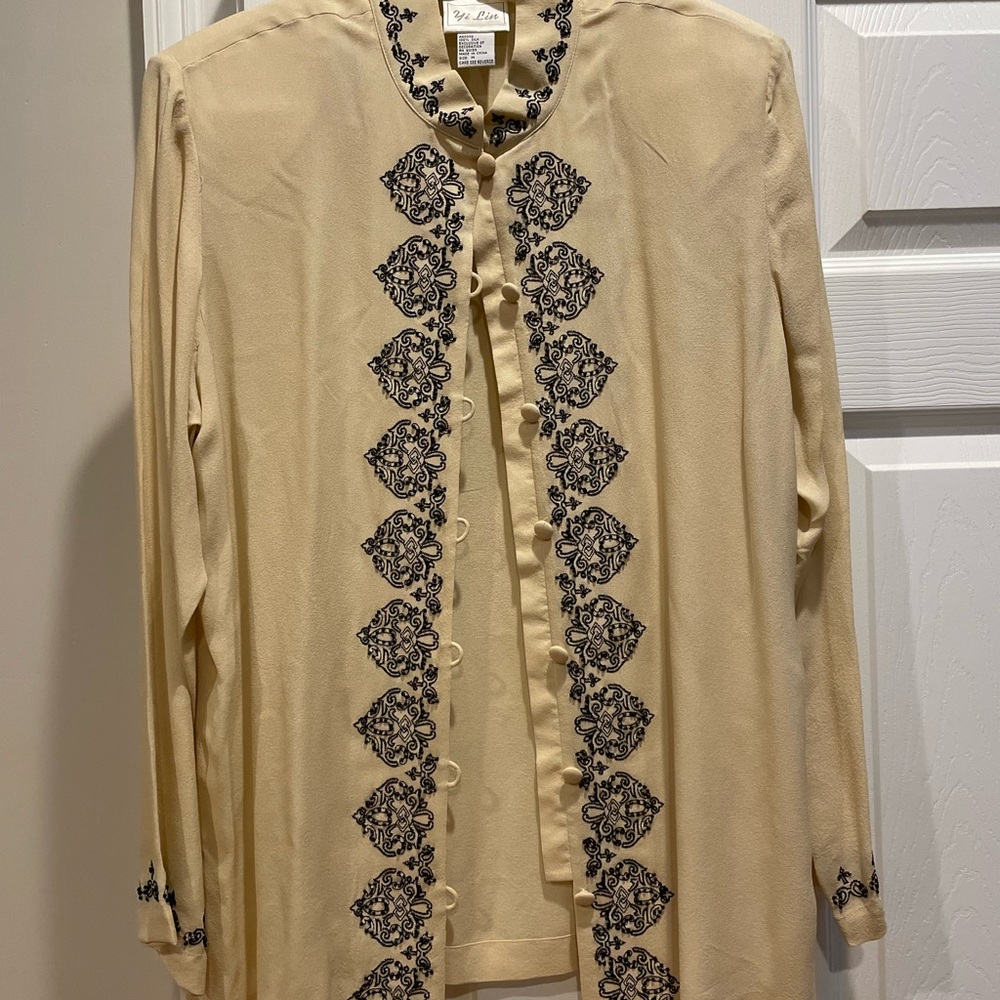 Elegant Beige Embroidered Men's Shirt